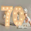 Marquee Numbers 70, 3FT Light Up Numbers for 70th Birthday Party Decorations, Mosaic Numbers for Balloons, Large Cardboard Numbers, Number One Balloon Frame, Number Blocks Birthday Party