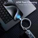 2 x AFFHAUSEN USB C to USB C Cable 3ft Braided White, 60W Fast Charging, 480Mbps, Nylon Braided USB-C Cord for iPhone 17/16/15, MacBook Air/Pro, iPad Pro, Samsung Galaxy S25