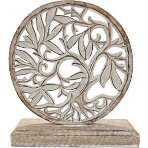 VANIYA CRAFTS Wooden Tree of Life Decor Hand-Carved Solid Wood Sculpture for Home, Living Room, Bedroom, or Office Display (Antique White Finish)