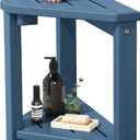 SERWALL 15" Shower Foot Rest for Shaving Legs, Waterproof Corner Shower Stool for Inside Shower, HDPE Shower Bench with Storage Shelf, Load 360Lbs, Indoor/Outdoor Use, Blue