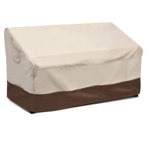 Vailge 2-Seater Heavy Duty Patio Bench Loveseat Cover, 100% Waterproof Outdoor Sofa Cover, Lawn Patio Furniture Covers with Air Vent, Small(Standard), Beige & Brown