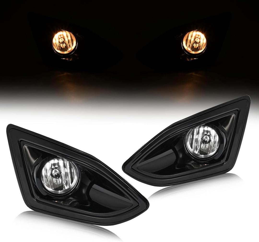 HECASA Fog Light Bezel Compatible with 2015-2018 Ford Edge Bumper Driving Lamps Clear Lens W/Harness Switch Kit Replacement for FT4Z17B814AA FT4Z17B814AB Black Bezel