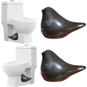 2 Pack Bird Toilet Bolt Covers Decorative, Ceramic Toilet Bolt Caps Decorative, Toilet Caps for Bottom of Toilet, Cute Bird Bathroom Decor, Easy Installation Bathroom Replacement Parts (Black)
