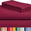 LuxClub 4 PC Queen Sheet Set, Breathable Luxury Bed Sheets, Deep Pockets 18" Wrinkle Free Cooling Sheets Machine Washable Hotel Bedding Silky Soft - Burgundy Queen