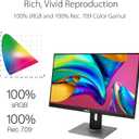 ASUS ProArt Display PA278QV 27 WQHD (2560 x 1440) Monitor, 100% sRGB/Rec. 709 E < 2, IPS, DisplayPort HDMI DVI-D Mini DP, Calman Verified, Eye Care, Anti-Glare, Tilt Pivot Swivel Height Adjustable