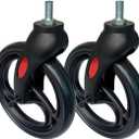 8 Inch Front Wheel with Fork Drive Assembly, 360 Rotation, Replacement Wheel for Wheelchairs, Transport Chairs, Rollators, Walkers. (1Pr Black)