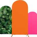 Tingjoo Set of 3 Hawaii Arch Backdrop Cover, 4ft, 5ft, 6ft Tropical Theme Birthday Party Decoration, Spandex Fitted Arch Stand Covers for Summer Beach Birthday Party (Rose Red, Orange,Hawaii)