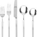 FORTESSA Jaxson 18/10 Stainless Steel Flatware, 5 Piece Place Setting With Table Knife, Forks and Spoons (Service For 1), Dishwasher Safe, Brushed/Mirrored