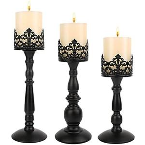 Black Vintage Candle Holder for Table Centerpiece Gothic Candle Stand Set