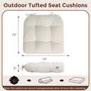 Indoor/Outdoor Tufted Seat Cushions Set of 2, 19x19x5 Inch-Cream White