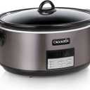 Crock-Pot Large 8-Quart Programmable Slow Cooker with Auto Warm Setting Black Stainless Steel