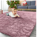 OLANLY Area Rugs for Living Room Bedroom, Machine Washable 4x5.9 ft Soft Fluffy Shaggy Bedside Rug, Indoor Floor Carpet for Kids Girls and Boys, Dorms, Nursery Rooms, Home Decor Aesthetic, Blush