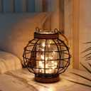 JHY DESIGN Metal Cage LED Lantern Battery Powered,7.3" Tall Cordless Accent Light with 20pcs Fairy Lights.Great for Weddings, Parties, Patio, Events for Indoors/Outdoors.
