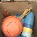 36 Pieces wheatstraw Dinnerware Set with 6 Each of Dinner Plates Cereal Salad Bowls Cups Flatwares Unbreakable Modern Dinner Set for Microwave Dishwasher Safe Reusable Multicolor