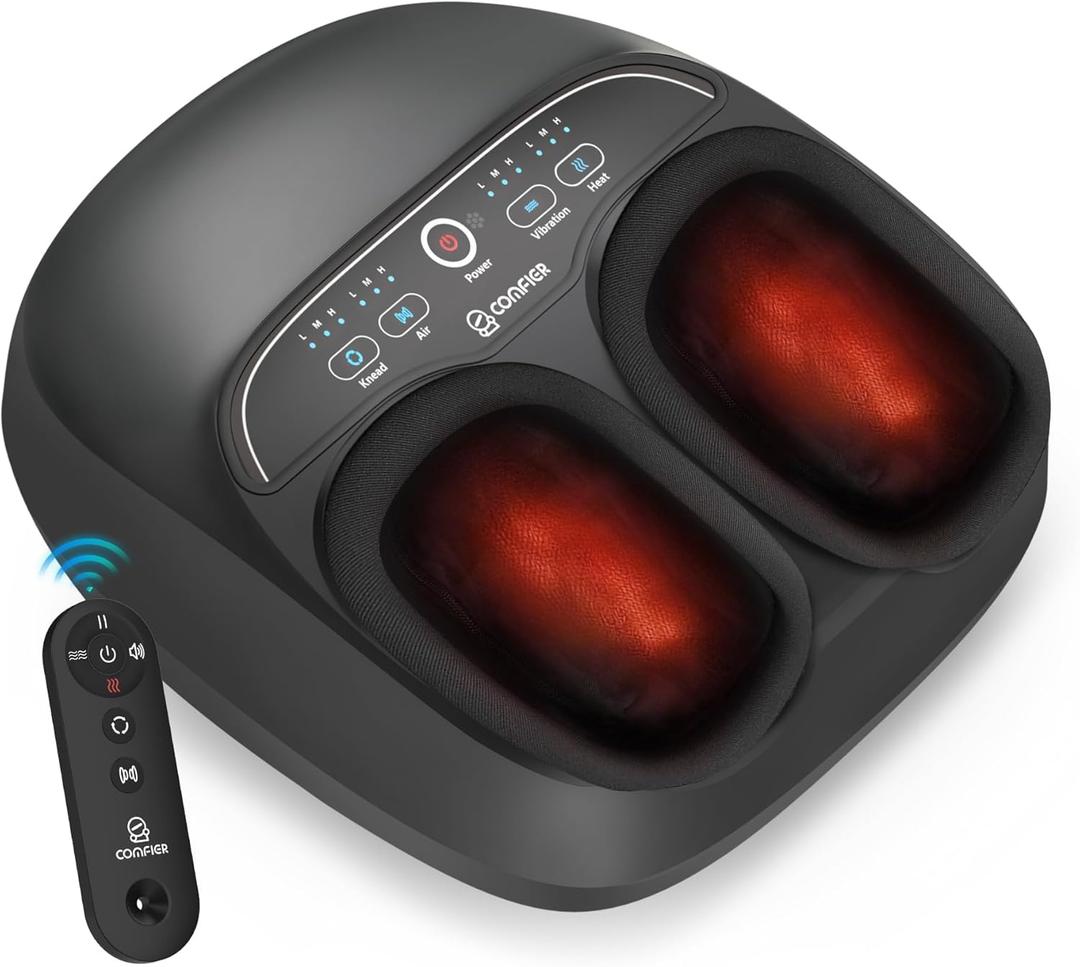 COMFIER Foot Massager Machine with Heat,FSA HSA Eligible Shiatsu Feet Massager for Plantar Fasciitis Neuropathy, Gifts for Him/Her, Remote Control,UP to Men Size 12,FSA Foot Massager