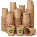 Biotakeware 500 Pack 8 oz Disposable Paper Cups, Brown Coffee Cups Unbleached Kraft Paper, Sturdy Leak Resistant Hot/Cold Disposable Cups for Party Home Office