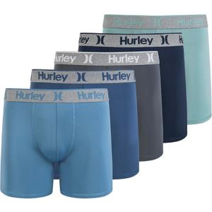 Hurley mens 5 Pack Stretch Boxer Briefs, Large