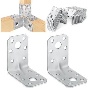 Shimeyao 50pcs 2x2x1-3/8 in Steel l Right Angle Bracket 1.7mm Thick Metal Angle 90 Degree Reinforcing Rib Corner Brace l Bracket for Wood Shelf Furniture Cabinet