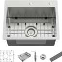 Kitchen And Bar Sink, 20x16 Inch Stainless Steel Drop In Modern Single Bowl Topmount Kitchen And Bar Sink Combo-SS Grid,Silicon Mat,Drain Strainer Set Compatibility With Various Kitchen&Bar Style, 18X12X9 Inches