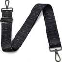 Purse Strap Gold Hardware Replacement Crossbody Bag Strap, Wide Adjustable Shoulder Strap (4-Gunmetal Hardware-Pattern-Black-006)