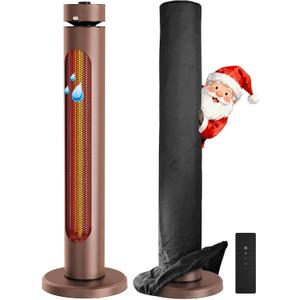 Portable Heater Outdoor Infrared 1500W 8 Heat Levels 8H Timers Carbon Fiber Tube Tip-Over&Overheat Protection IP45 Waterproof Electric Garden Heater, Deep Brown