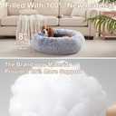 33 inches Donut Dog Bed for Medium Large Dogs,Calming Fluffy Round Pet Bed with Removable & Washable Cover,Fits up to 65 lbs Pets(Dark Blue,M Plus)