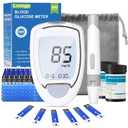 Glucose Monitor Kit, High Accuracy Blood Sugar Testing Kit with 100 Glucometer Strips & 100 Lancets, Larger-Screen Glucose Monitor with Lancing Devices, No Coding, Portable for Home or Travel