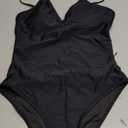 American Trends Women's One Piece Swimsuits Sexy V Neck Bathing Suit Open Back High Cut Swimwear M, Black