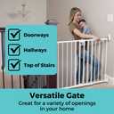 Toddleroo Easy Swing & Lock Baby Gate for Top of Stairs: 31" Tall, White