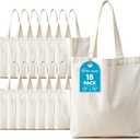Simpli-Magic Canvas Tote Bag 13"x15" (15 Pack) – Thick Shopping Canvas Tote Bags Bulk – Blank Reusable Grocery Bags for DIY Art & Craft, Sublimation 79163 (Beige)