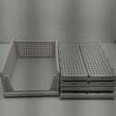 SNSLXH 5 Pack Stackable Closet Storage Basket, Multifunctional & Foldable Closet Organizer for Bathroom Kitchen Laundry Room Wardrobe Storage, Space-Saving Clothes Storage Drawer Organizer, Gray