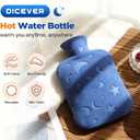 Hot Water Bottle with Soft Cover, 2L Hot Water Bag for Menstrual Cramps, Neck and Shoulder Pain Relief, Hot and Cold Therapies, Hand Feet Warmer, Blue