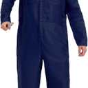Navy Blue Coveralls Costume for Adults - Halloween Killer Jumpsuit with Mask and Toy Knife - Horror Cosplay Outfit (Blue, M)