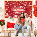 Valentine's Day Banner with LED Light, Glow in the Dark Valentine's Day Party Decoration,Happy Valentines Backdrop 43.3 * 71 inch for Wedding Party