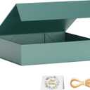 Gift Boxes with Lids, 11.5x7.8x3 In Forest Green Gift Box for Presents Magnetic Closure for T-Shirts, Gloves, Scarves, Books, Baby Clothes, Robes Clothing Gift Wrap, Contains Card, Ribbon