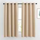 NICETOWN Bedroom Curtains Room Darkening Draperies - Biscotti Beige Room Darkening Drapes/Panels for Bedroom, Grommet Top 2-Pack, 52 x 63 inches Long, Thermal Insulated, Privacy Assured