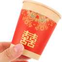 50 Pcs Disposable Paper Cups,Disposable Coffee Cups,Chinese Hot Paper Coffee CupsWedding Tea CupChinese Style Tea CupDrinking Cups for Valentines Day Wedding PartyEspresso Cups