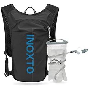 Hydration Pack Backpack,Water Backpack only 130g with 2L Water Bladder for Adults & Kids Hiking Cycling Music Festival. ( Size : Black+Blue )