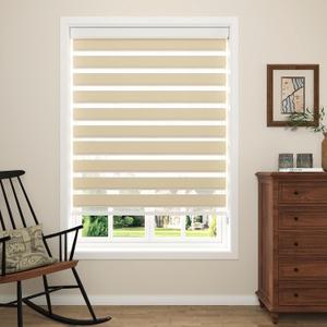 Zebra Blinds for Windows (34" W x 72" H, Light Brown) Zebra Roller Window Shades, Corded Dual Layer Light Filtering Privacy for Day and Night, Light Control and Protecting Privacy for Home