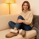 RockDove Women's Closed Back Bootie Slippers with Memory Foam Sherpa Lining Faux Suede Upper Non-Slip Sole Indoor Outdoor