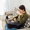 Lap Desk Pillow - Cushioned Lap Pillow for Reading, Gaming, Work & Travel, Soft & Portable Laptop Desk for Bed, Couch, or Car, Ergonomic Support for Laptops & Tablets (Black)