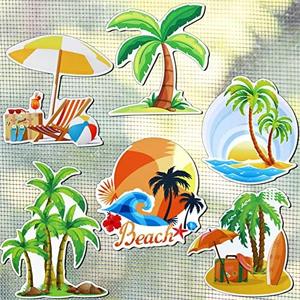 6 Pairs Palm Tree Screen Door Magnets Double Sided Screen Stickers Decorative Flexible Screen Door Protector Magnetic Multicolor Refrigerator Summer Beach Magnets for Sliding Doors Screen