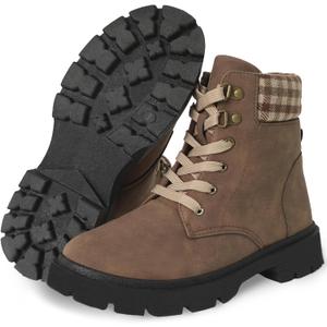 CHINMOON Women's Waterproof Backpacking Boots Non Slip Ankle Hiking Casual Shoes (7, Deep Khaki)
