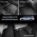 for 2018-2025 2026 Honda Odyssey Mini Passenger Van Floor Mats 3Rows and Cargo Trunk Liner Backrest Mat All Weather TPE Rubber Protection Mat Black (Floor Mats 3 Rows+Cargo Liner+Backrest Mat)
