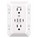 Multi Plug Wall Outlet Surge Protector - Teiobar Outlet Extender with 6 Outlets and 4 USB Ports(2 USB-C), Outlet Splitter for Home Office Dorm Room Essentials, ETL, White
