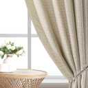 H.VERSAILTEX Boho Curtains - 2 Panel Faux Linen Light Filtering Back Tab Curtains - 84 Inches Long Luxury Linen for Bedroom & Living Room, 52W X 84L, Natural