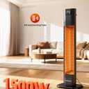 VAGKRI Outdoor Heater, 1s Instant Heating 42in Infrared Patio Heaters, 9 Heat Levels, 24H Timer, IPX5 Waterproof Electric Patio Heaters for Garden, Deck, Restaurant, Garage, Indoor & Outdoor Use
