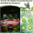 3 Pack Bird Bath Bowl, 14 inch 1.6" Depth Terracotta Ground Bird Bath for Outdoors, Durable Plant Saucer Dish for Garden Yard, Birds Water Bowl Feeder Tray Replacement, Weather Resistant ABS Plastic