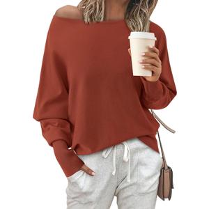BTFBM Off Shoulder Sweaters for Women Trendy 2025 Fall Long Sleeve Casual Basic Knit Winter Oversized Pullover Sweater (S)