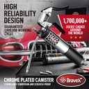 Bravex Heavy Duty Professional Pistol Grip Grease Gun 6000 PSI - 18 inch Flex Hose